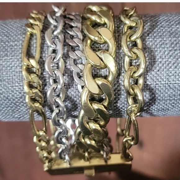 Silpada Chunk LUX ✨5 strand silver/brass statement bracelet KR Collection VTG - Picture 4 of 7